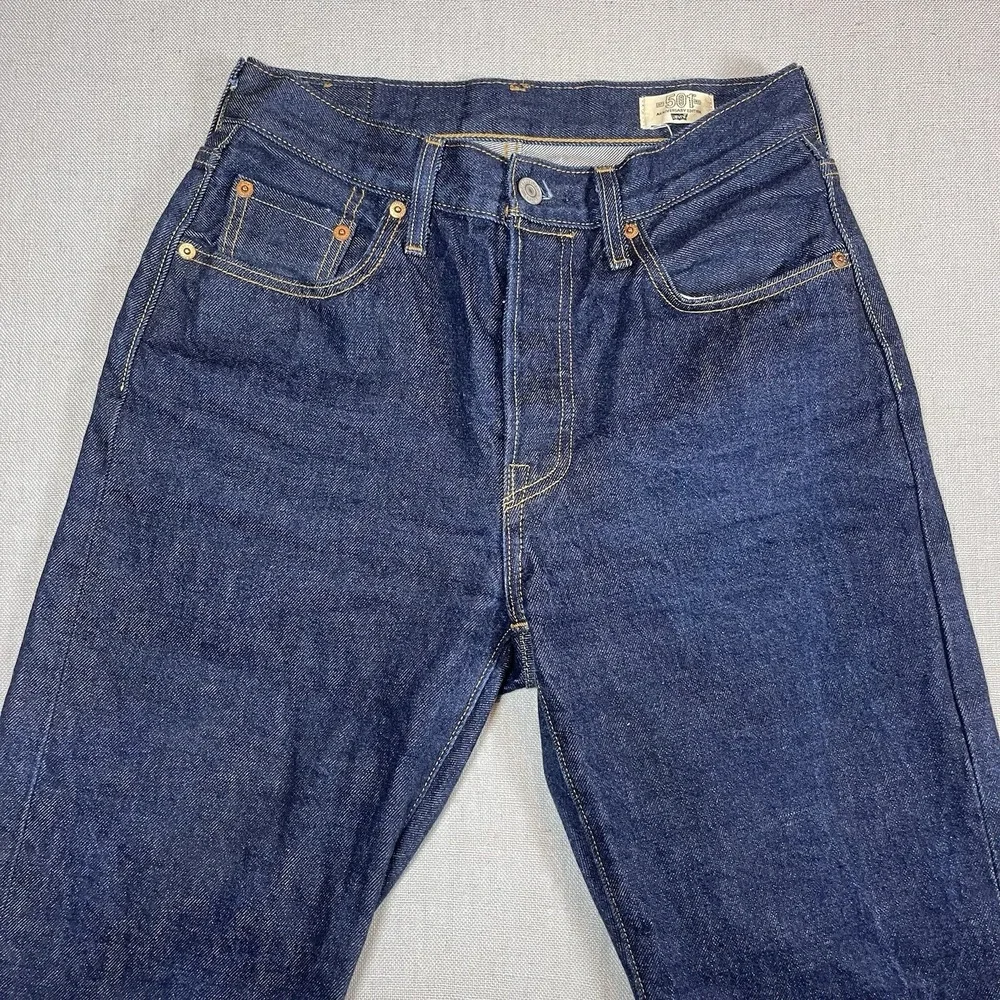 Levis 501 Jeans Men 26x30 Raw Indigo Selvedge Denim 150th Anniversary Button Fly